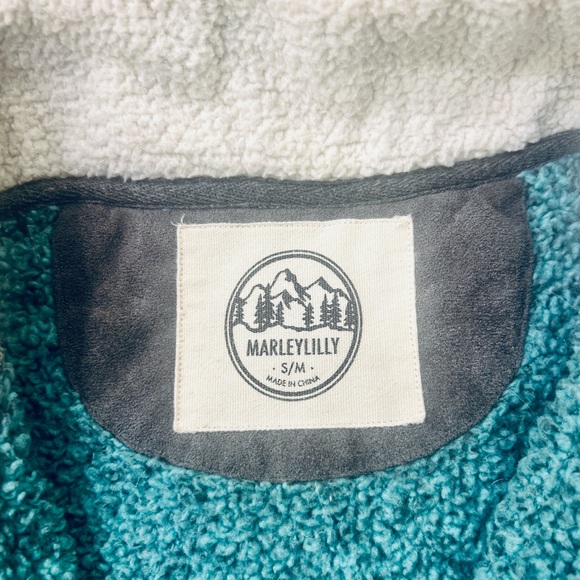 Marleylilly Sherpa Fleece Quarter-Zip Pullover Jacket Top Blue Gray Size S/M - Picture 4 of 11